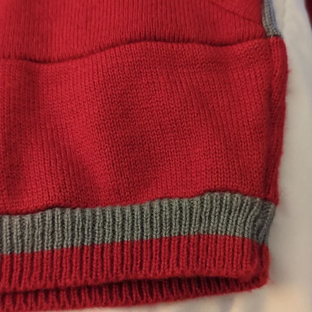 Vintage red and gray embroidered hockey knit‎ hooded sweater size 12 months
